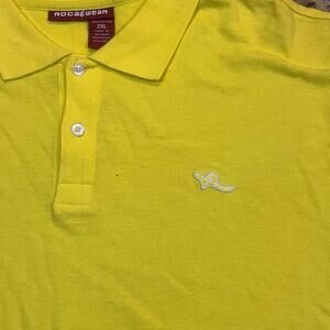 Rocawear Polo‎ Shirt Mens 2XL Yellow Baggy Loose Grunge Hip Hop Y2K